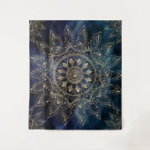 Elegant Goud Mandala Blauw Galaxy Wandkleed (Voorkant)