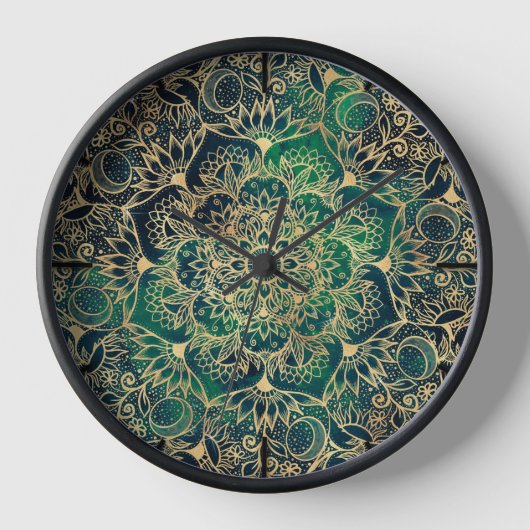 Elegant Goud Mandala Bloemen Groen Blauw (Voorkant)