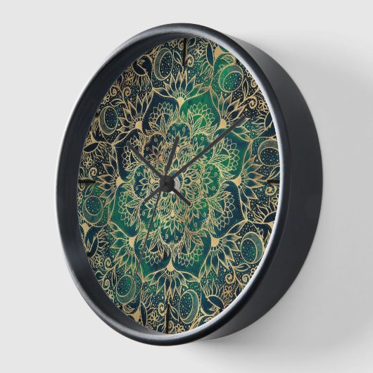 Elegant Goud Mandala Bloemen Groen Blauw (Hoek)