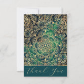 Elegant Goud Mandala Bloemen Groen Blauw Bedankkaart (Voorkant)