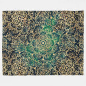 Elegant Goud Mandala Bloemen Groen Blauw Fleece Deken (Voorkant (Horizontaal))