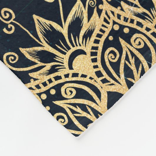 Elegant Goud Mandala Bloemen Groen Blauw Fleece Deken (Hoek)