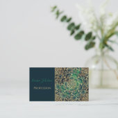 Elegant Goud Mandala Bloemen Groen Blauw Visitekaartje (Staand voorkant)