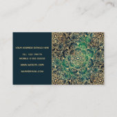 Elegant Goud Mandala Bloemen Groen Blauw Visitekaartje (Achterkant)
