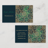 Elegant Goud Mandala Bloemen Groen Blauw Visitekaartje (Voorkant / Achterkant)