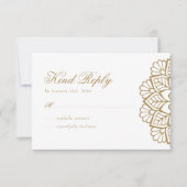 Elegant Goud Mandala Huwelijksreactie RSVP-Kaart RSVP Kaartje (Voorkant)