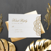 Elegant Goud Mandala Huwelijksreactie RSVP-Kaart