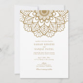 Elegant Goud Mandala Indiase bruiloft uitnodiging (Voorkant)