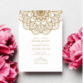 Elegant Goud Mandala Indiase bruiloft uitnodiging