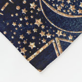 Elegant Goud Mandala Oog Zon Maan Marine Blauw Fleece Deken (Hoek)