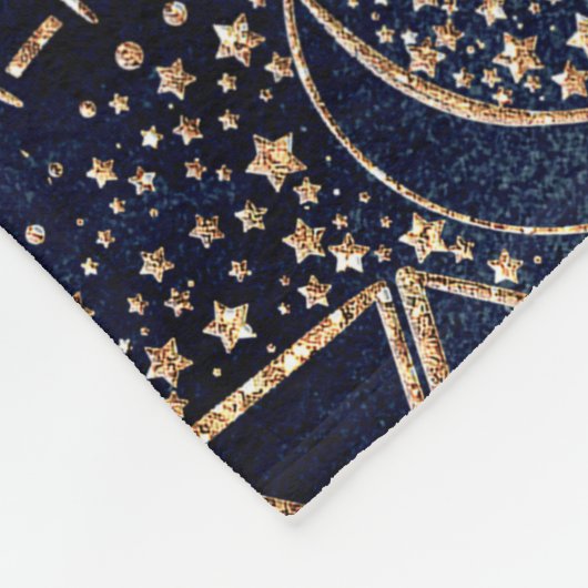 Elegant Goud Mandala Oog Zon Maan Marine Blauw Fleece Deken (Hoek)