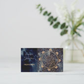 Elegant Goud Mandala Oog Zon Maan Marine Blauw Visitekaartje (Staand voorkant)