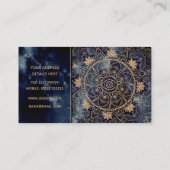 Elegant Goud Mandala Oog Zon Maan Marine Blauw Visitekaartje (Achterkant)