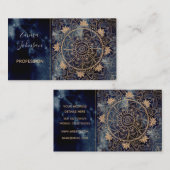 Elegant Goud Mandala Oog Zon Maan Marine Blauw Visitekaartje (Voorkant / Achterkant)