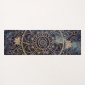 Elegant Goud Mandala Oog Zon Maan Marine Blauw Yogamat (Achterkant (horizontaal))
