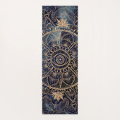 Elegant Goud Mandala Oog Zon Maan Marine Blauw Yogamat (Achterkant)