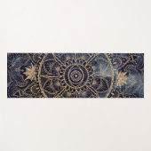 Elegant Goud Mandala Oog Zon Maan Marine Blauw Yogamat (Voorkant (horizontaal))