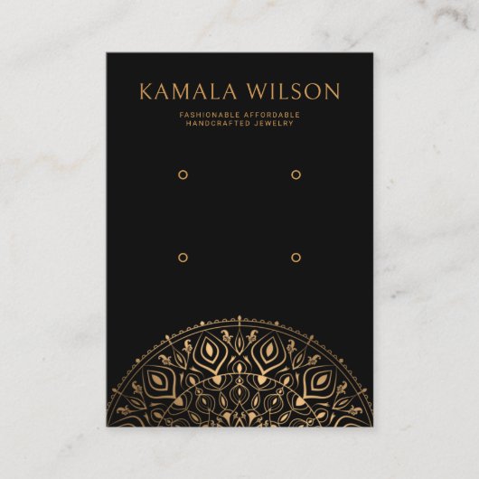 Elegant Goud Mandala Twee Paar Oorbel Display Kaar Visitekaartje (Voorkant)