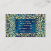 Elegant goud mandala zonnebloem blauw patroon visitekaartje (Achterkant)