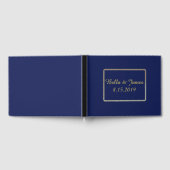Elegant Goud Marine Blauw Bruiloft Gastenboek (Volledig)