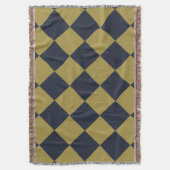 Elegant goud & marine blauw diamant patroon deken (Voorkant Verticaal)