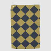 Elegant goud & marine blauw diamant patroon golfhanddoek (Voorkant)