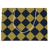 Elegant goud & marine blauw diamant patroon groot cadeauzakje (Voorkant)