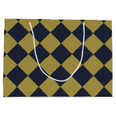 Elegant goud & marine blauw diamant patroon groot cadeauzakje (Achterkant)