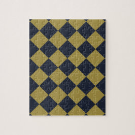 Elegant goud & marine blauw diamant patroon legpuzzel