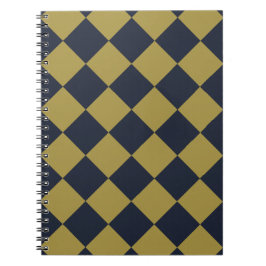 Elegant goud & marine blauw diamant patroon notitieboek