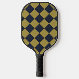 Elegant goud & marine blauw diamant patroon pickleball paddle