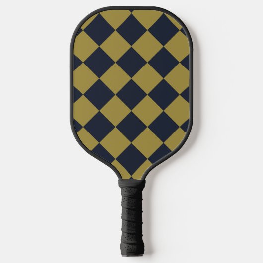 Elegant goud & marine blauw diamant patroon pickleball paddle (Voorkant)