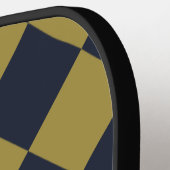 Elegant goud & marine blauw diamant patroon pickleball paddle (Links Detail)