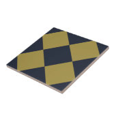 Elegant goud & marine blauw diamant patroon tegeltje (Zijkant)