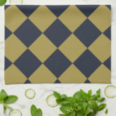 Elegant goud & marine blauw diamant patroon theedoek (Gevouwen)