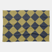 Elegant goud & marine blauw diamant patroon theedoek (Horizontaal)