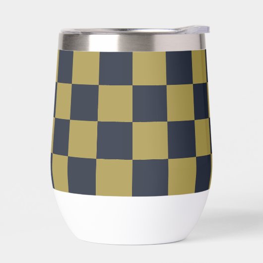 Elegant goud & marine blauw geruit patroon (Links)