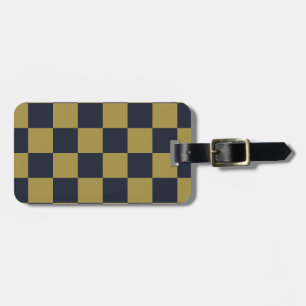 Elegant goud & marine blauw geruit patroon bagagelabel