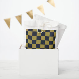 Elegant goud & marine blauw geruit patroon bedankzakje