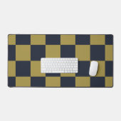 Elegant goud & marine blauw geruit patroon bureaumat (Keyboard & Muis)