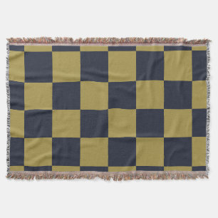 Elegant goud & marine blauw geruit patroon deken