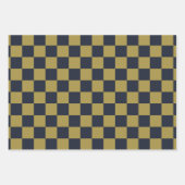 Elegant goud & marine blauw geruit patroon inpakpapier vel (Voorkant 3)