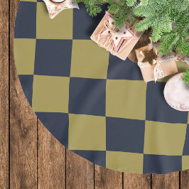 Elegant goud & marine blauw geruit patroon kerstboom rok