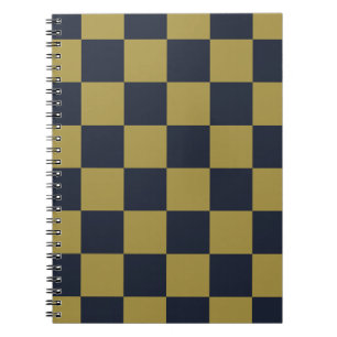 Elegant goud & marine blauw geruit patroon notitieboek