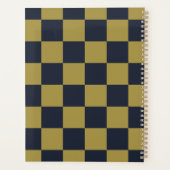 Elegant goud & marine blauw geruit patroon planner (Achterkant)