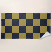 Elegant goud & marine blauw geruit patroon strandlaken (Voorkant)