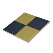 Elegant goud & marine blauw geruit patroon tegeltje (Zijkant)