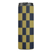 Elegant goud & marine blauw geruit patroon thermosbeker (Achterkant)