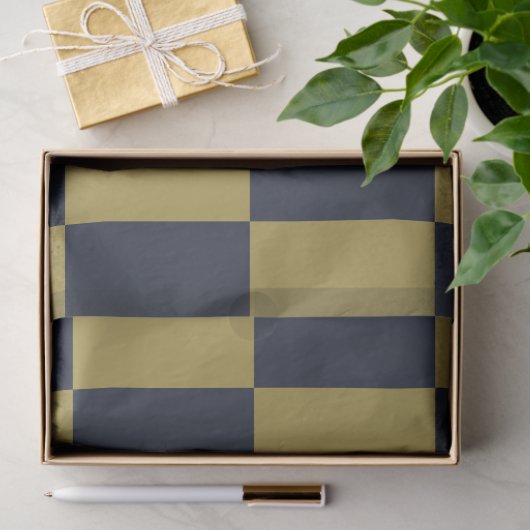 Elegant goud & marine blauw geruit patroon tissuepapier (Geschenk)