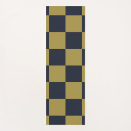 Elegant goud & marine blauw geruit patroon yogamat